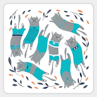 Swimsuit Cats in Teal Magnet